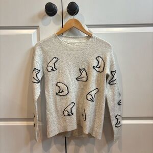 LOFT Cream Sweater with Black Polar Bear Motif